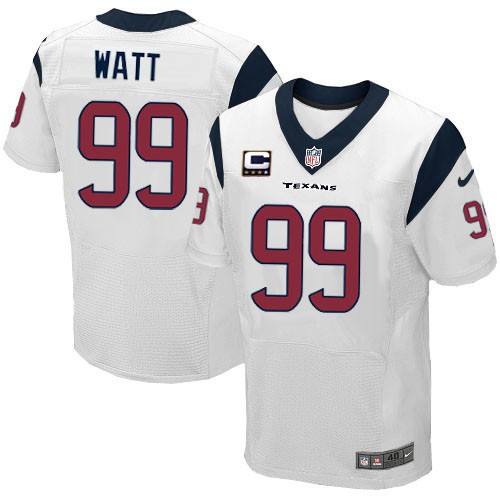 Men's Elite J.J. Watt C Patch Nike Jersey White Road - #99 NFL Houston Texans